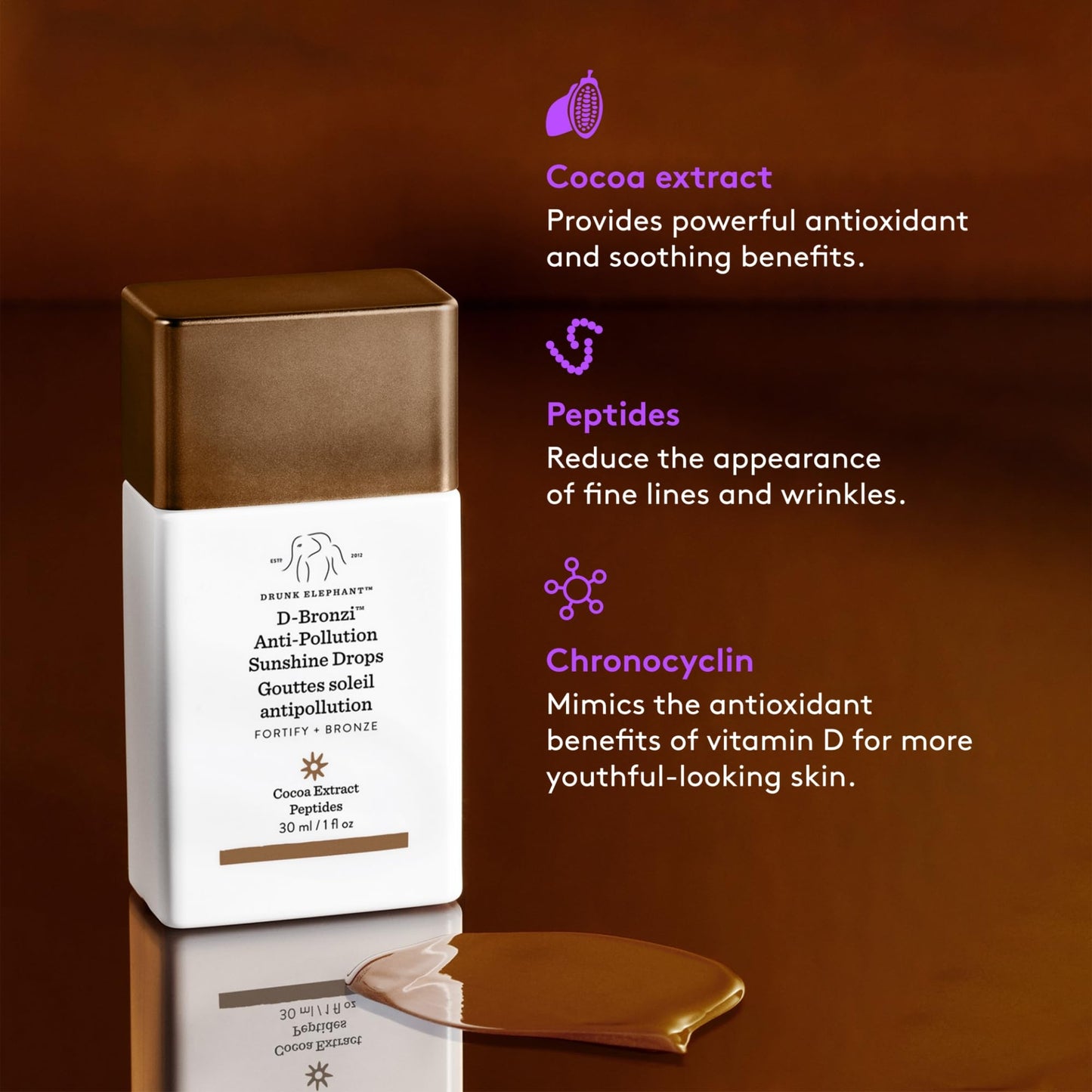 Drunk Elephant D-Bronzi Sunshine Drops - 30 ml/1 fl oz - Bronzing Color Serum Drops - Clean Clinical Skincare - Cruelty-Free - Dermatologist-Tested - Free of Essential Oils, Silicones, and Fragrance
