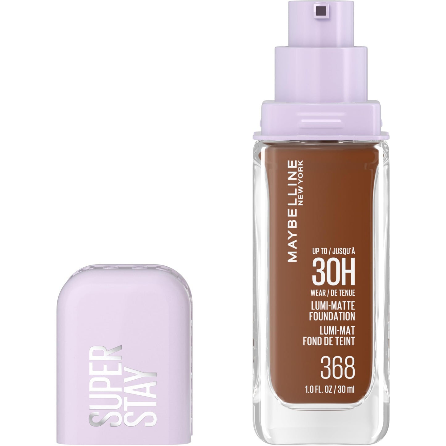 Maybelline Super Stay Lumi-Matte Foundation, Lightweight and Buildable Full Coverage Foundation Makeup For Up To 30HR Wear, 368, 1 Count