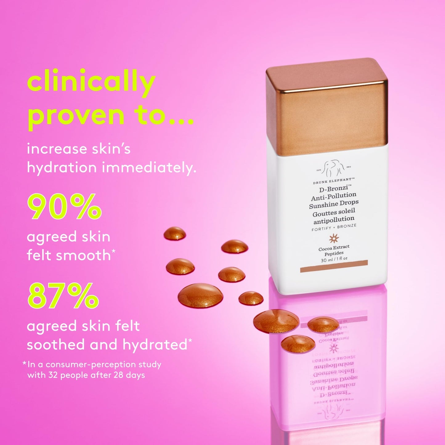 Drunk Elephant D-Bronzi Sunshine Drops - 30 ml/1 fl oz - Bronzing Color Serum Drops - Clean Clinical Skincare - Cruelty-Free - Dermatologist-Tested - Free of Essential Oils, Silicones, and Fragrance
