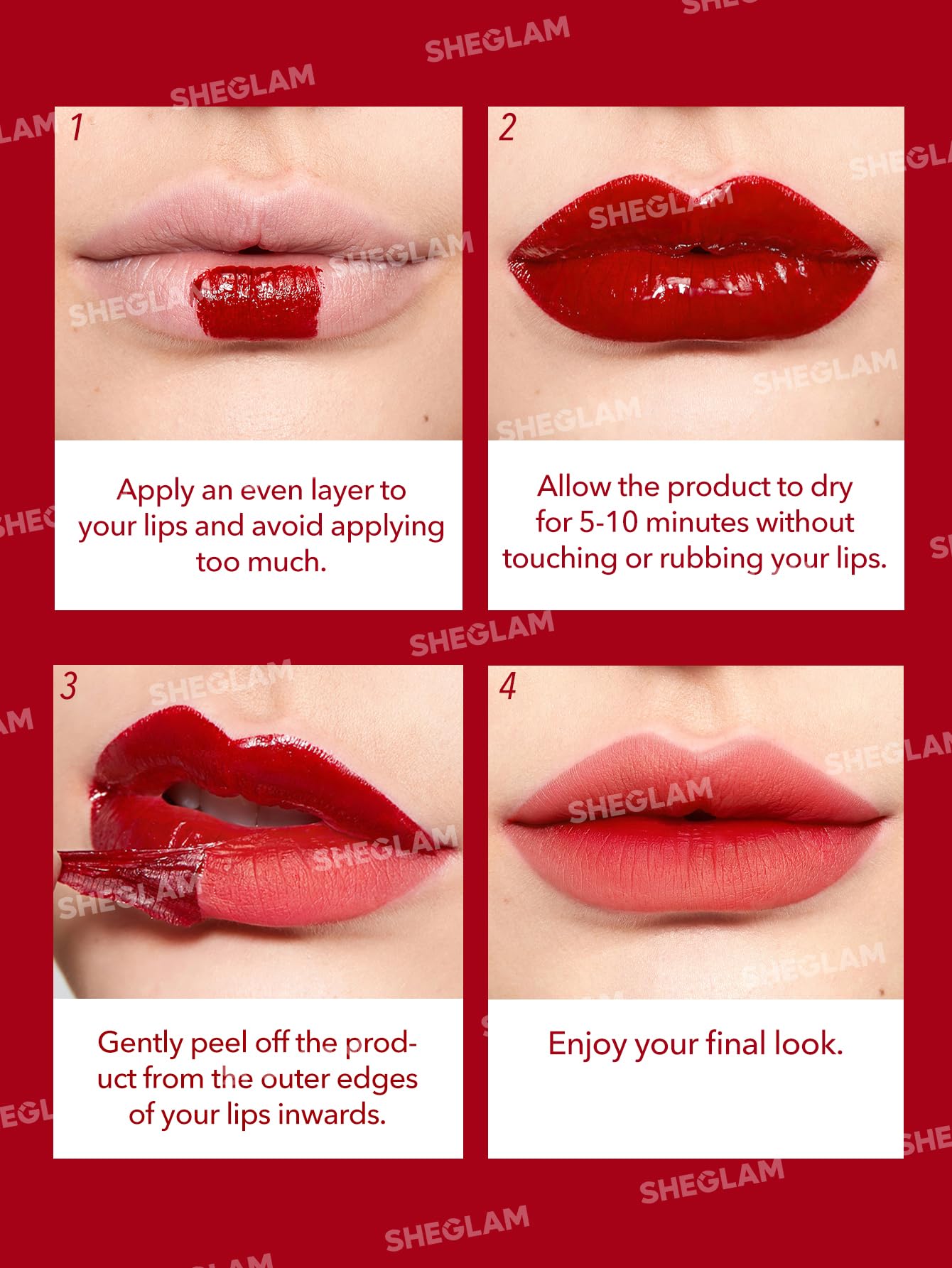 SHEGLAM Peel Talk Lip Tint Transfer-Proof, Highly Pigmented Color Peel Off Lip Stain Liner-Celeb Crush