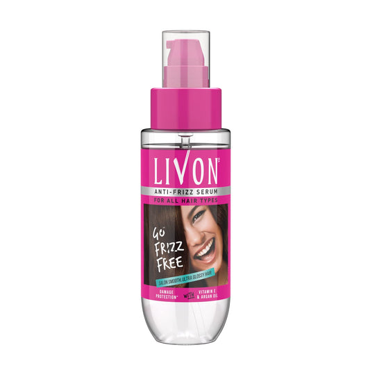 Livon Hair Serum for Men & Women | Frizz-free, stronger and shinier hair | Sulphate & Paraben free| For All Hair Types | Lightweight & Non Greasy | Enriched with Argan Oil & Vitamin E | 3.3 Fl.Oz