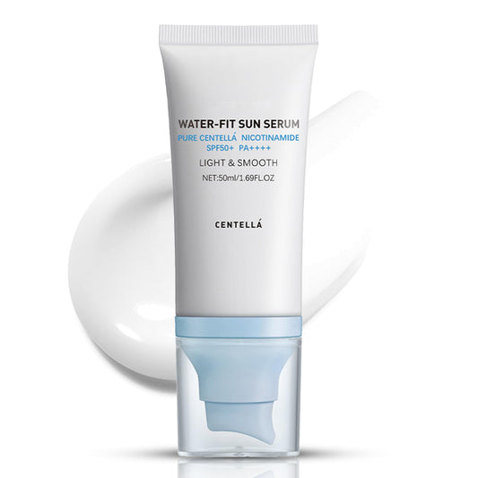 Centella Sunscreen SPF 50, Hyalu Cica Water-Fit Sun Serum, Face Sun Screen Long-Lasting Protection, Cen-tella Madagascar Sunscreen, NO White Cast - Dry Oily Skincare (Blue 1)