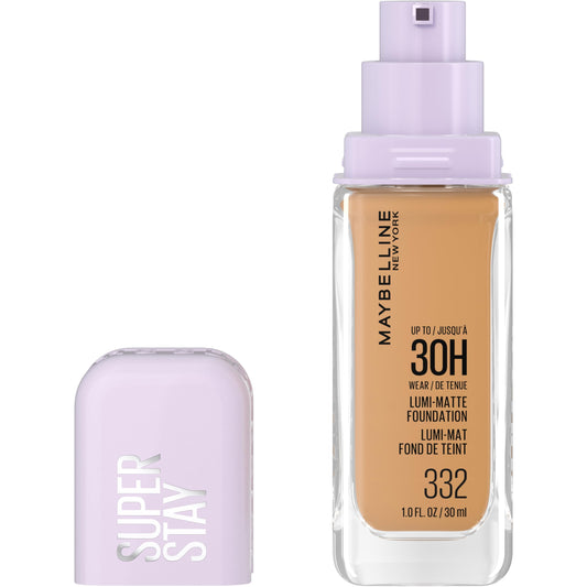 Maybelline Super Stay Lumi-Matte Foundation, Lightweight and Buildable Full Coverage Foundation Makeup For Up To 30HR Wear, 332, 1 Count